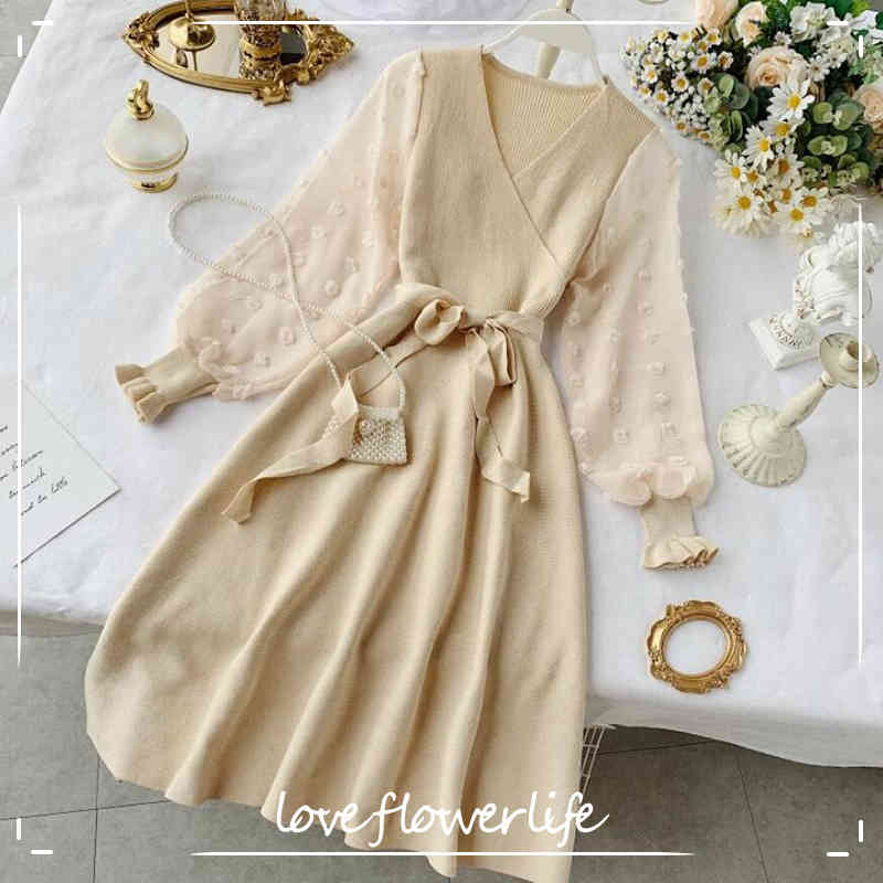 Romantic Women Knitted Pink Party Dress Fall Winter V Neck Elegant Chiffon Long Sleeve Sashes Dress Ladies Dress 210521, Light green
Romantic Women Knitted Pink Party Dress Fall Winter V Neck Elegant Chiffon Long Sleeve Sashes Dress Ladies Dress 210521, Light green