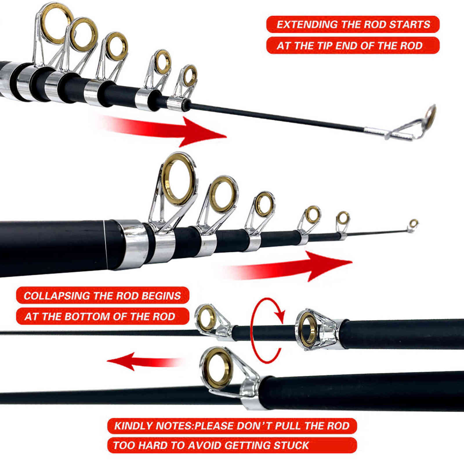 GDA Carbon Fiber Telescopic Fishing Rod for , Spinning Rod, Professional Manual Tackle, 2.1/2.4/2.7/3.0/3.6M 211118