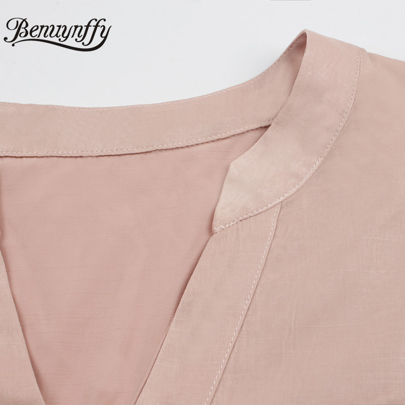 Drop Shoulder Button Front Curved Hem Women Blouse Shirt Autumn V Neck Solid Office Ladies Casual High Low Tops 210510