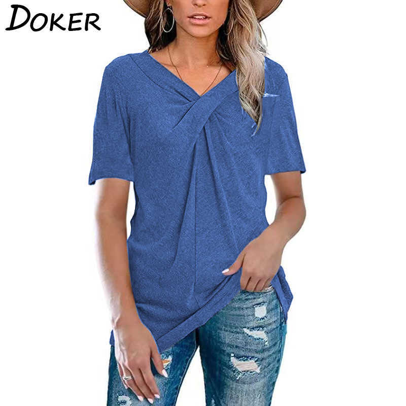 V-neck Solid Color Loose T-shirt With Cross-knot On Chest Womens Tops And Blouses Casual All-match Oversized 210604, Black
V-neck Solid Color Loose T-shirt With Cross-knot On Chest Womens Tops And Blouses Casual All-match Oversized 210604, Black