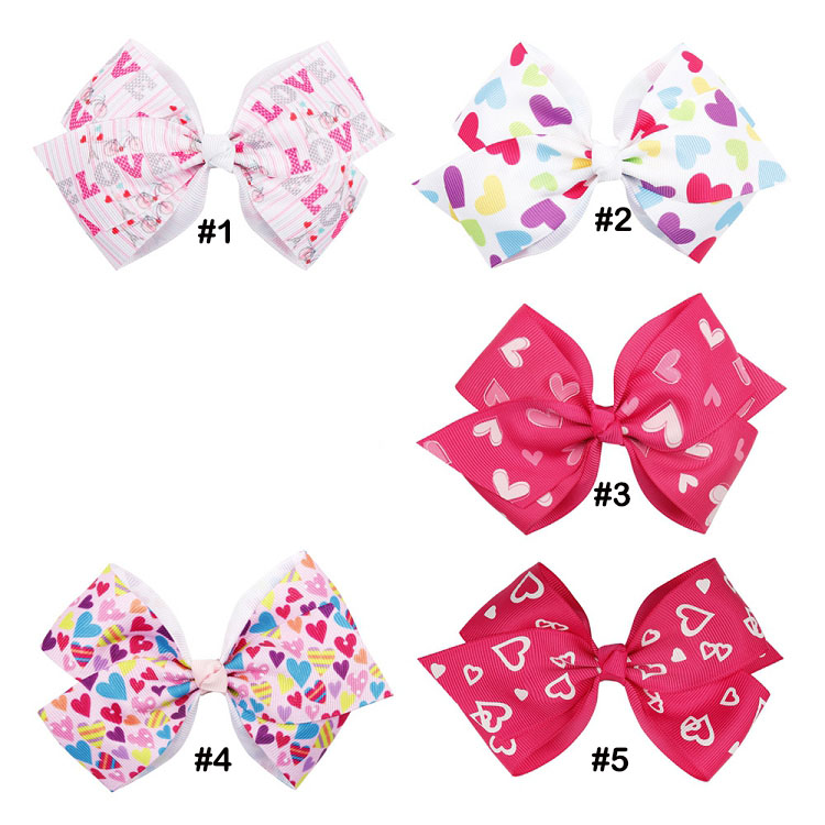 Child Hair Clip Accessories 5 Inch Kid Girl Valentine Bows Love Heart Hairpin Valentine's Day Gift Barrettes M3912