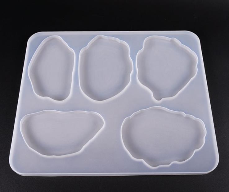 Agate Coaster Molds Silicone Moulds 5 Cavity Flexible Translucence UV Resin Mold DIY Table Decoration Making Tools GGA4639 Free shipping