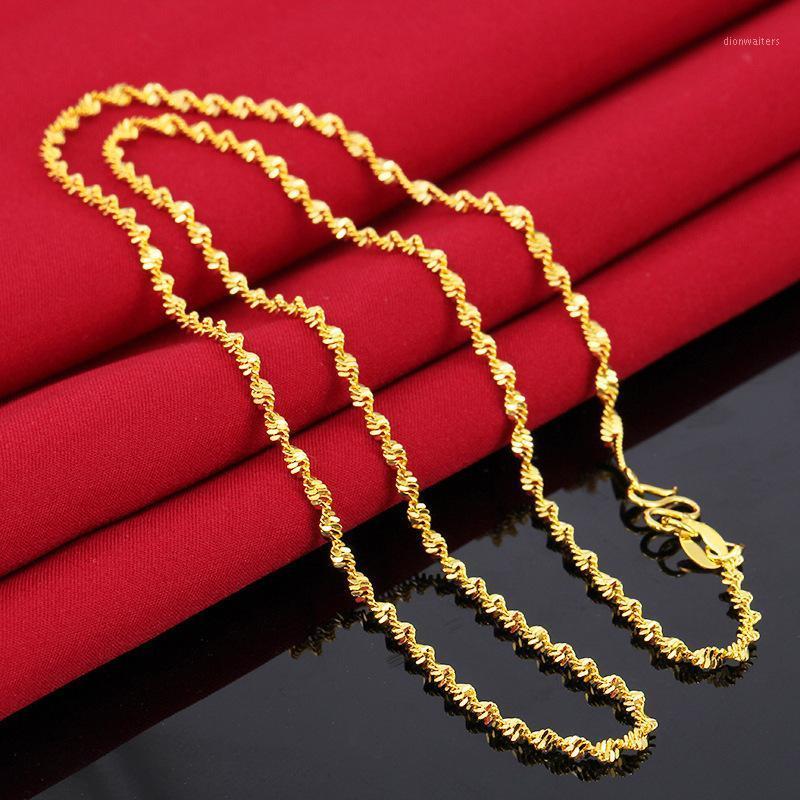 Simple Chain Necklace Luxury Wedding Jewelry 24K Gold Filled Pendant Necklaces For Women 45CM Long Water Wave Chains
Simple Chain Necklace Luxury Wedding Jewelry 24K Gold Filled Pendant Necklaces For Women 45CM Long Water Wave Chains