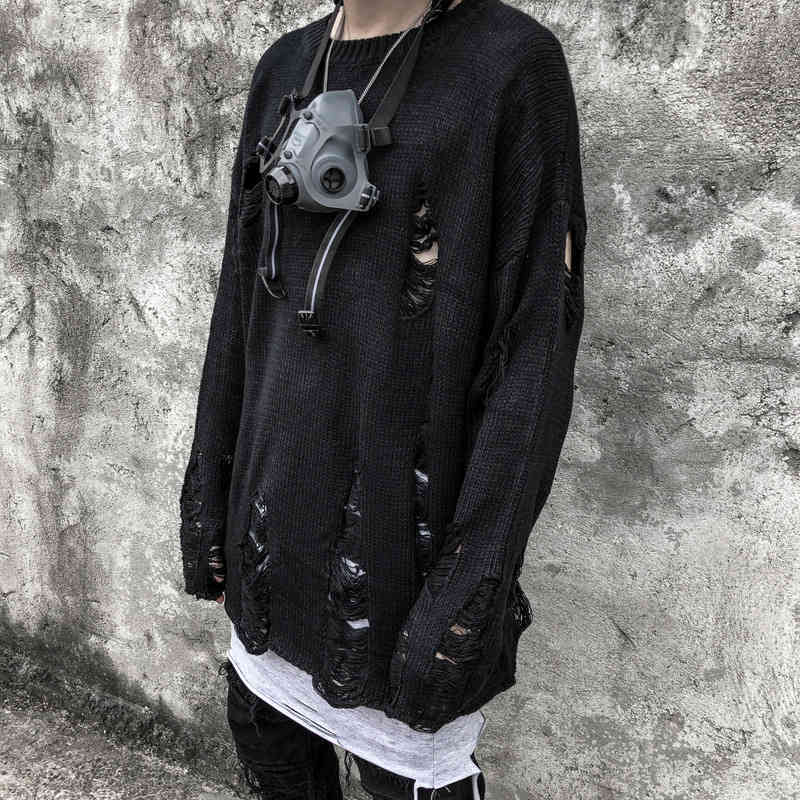 Gaojiechao Brand Dark Black Perforated Sweater Men's Mourning Beggar Punk Hip Hop Loose Long Sleeve T-shirt, White;black
Gaojiechao Brand Dark Black Perforated Sweater Men's Mourning Beggar Punk Hip Hop Loose Long Sleeve T-shirt, White;black