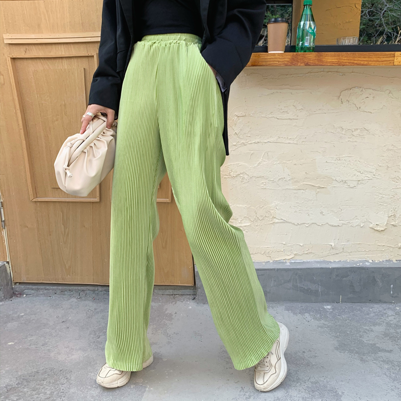 OL Style Vintage Velvet High Waist Wide Leg Pants Women Elegant Work Trousers Female Loose Casual Pantalon Femme 210421