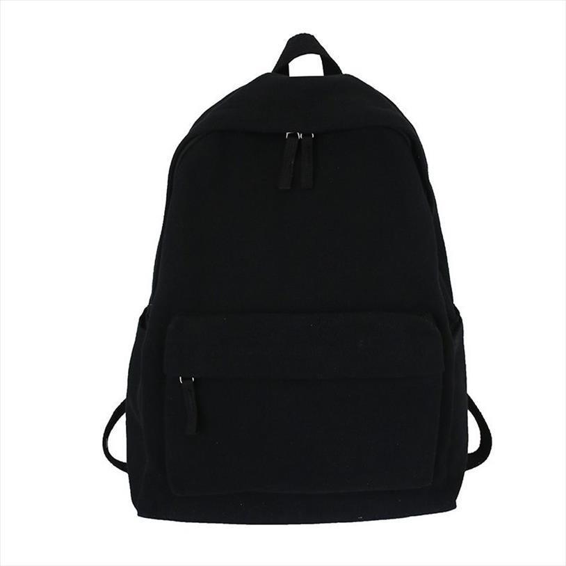 Zaino Nero Solido Stile Minimalista Neutro Borsa Unisex Per Il Tempo Libero O D…