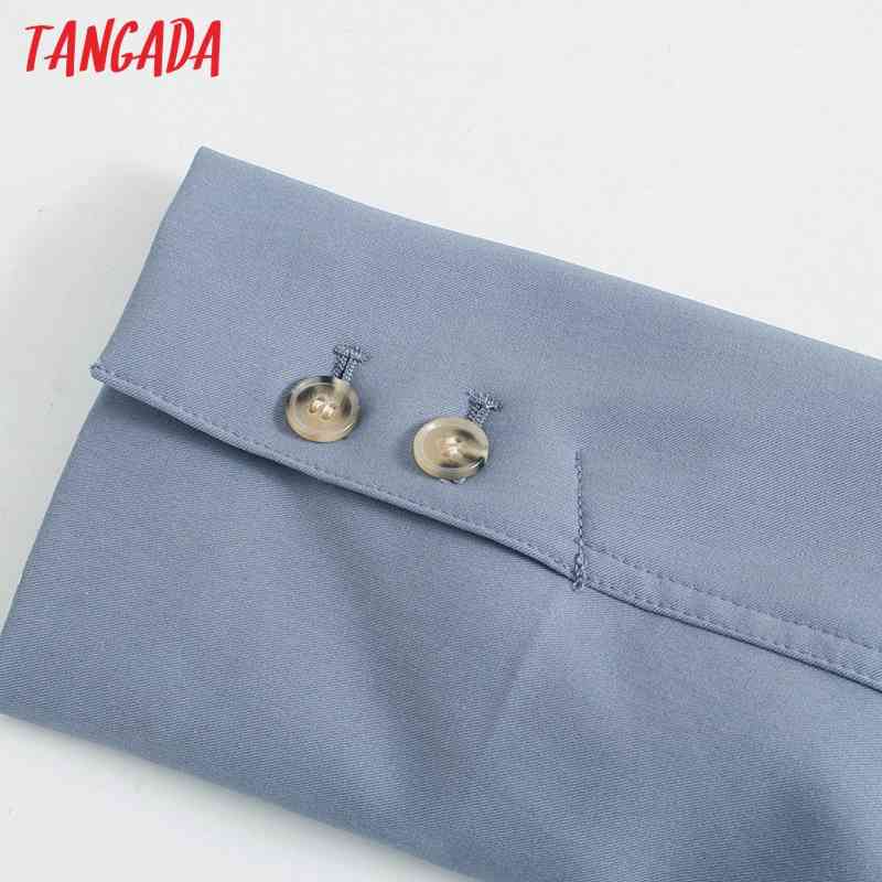 Women Solid Crop Blazer Coat Vintage Notched Collar Pocket Fashion Female Casual Chic Tops BE417 210416