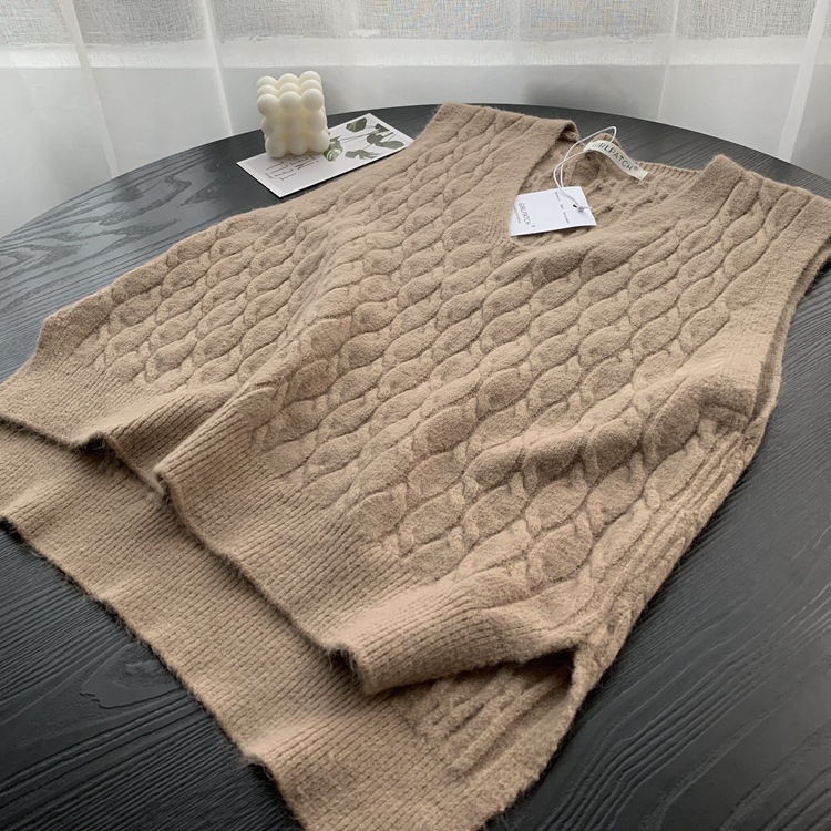 Vest Women Solid Loose Trendy Korean Style Sleeveless Knitted V-Neck All-match Female Coats Simple Leisure Outwear Chic 210519
