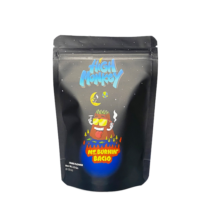 High monkey MT.BURNIN BACIO 3.5 gram empty Mylar bags 4*6 stand up food grade plastic packaging bag with zip smell proof
High monkey MT.BURNIN BACIO 3.5 gram empty Mylar bags 4*6 stand up food grade plastic packaging bag with zip smell proof
