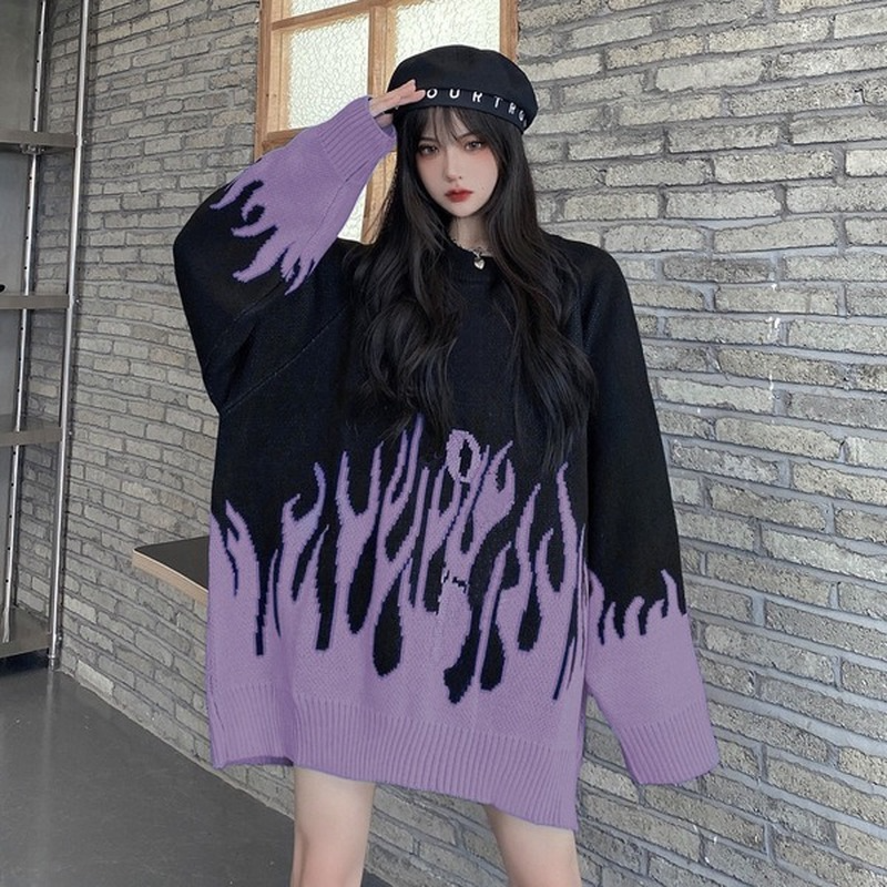 QNPQYX New Women's Sweater Streetwear Retro Flame Pattern Hip Hop Autumn PullOver Spandex Oversize Couple Casual Women Sweaters, Purple
QNPQYX New Women's Sweater Streetwear Retro Flame Pattern Hip Hop Autumn PullOver Spandex Oversize Couple Casual Women Sweaters, Purple