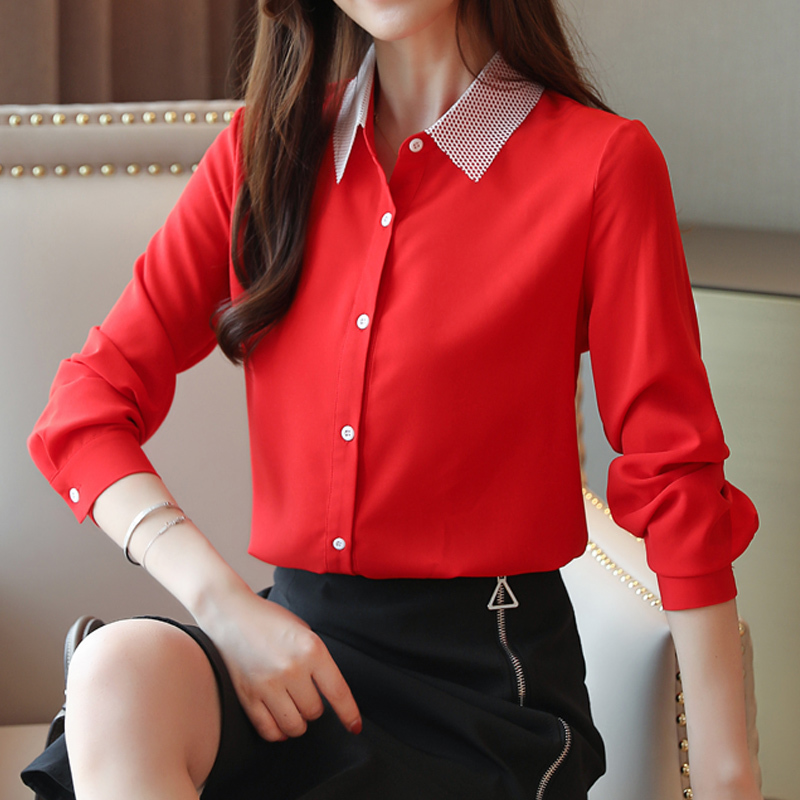 womens tops and blouses blusas mujer de moda autumn woman blouses shirts long sleeve Office Lady chiffon shirts 6102 50 210417
