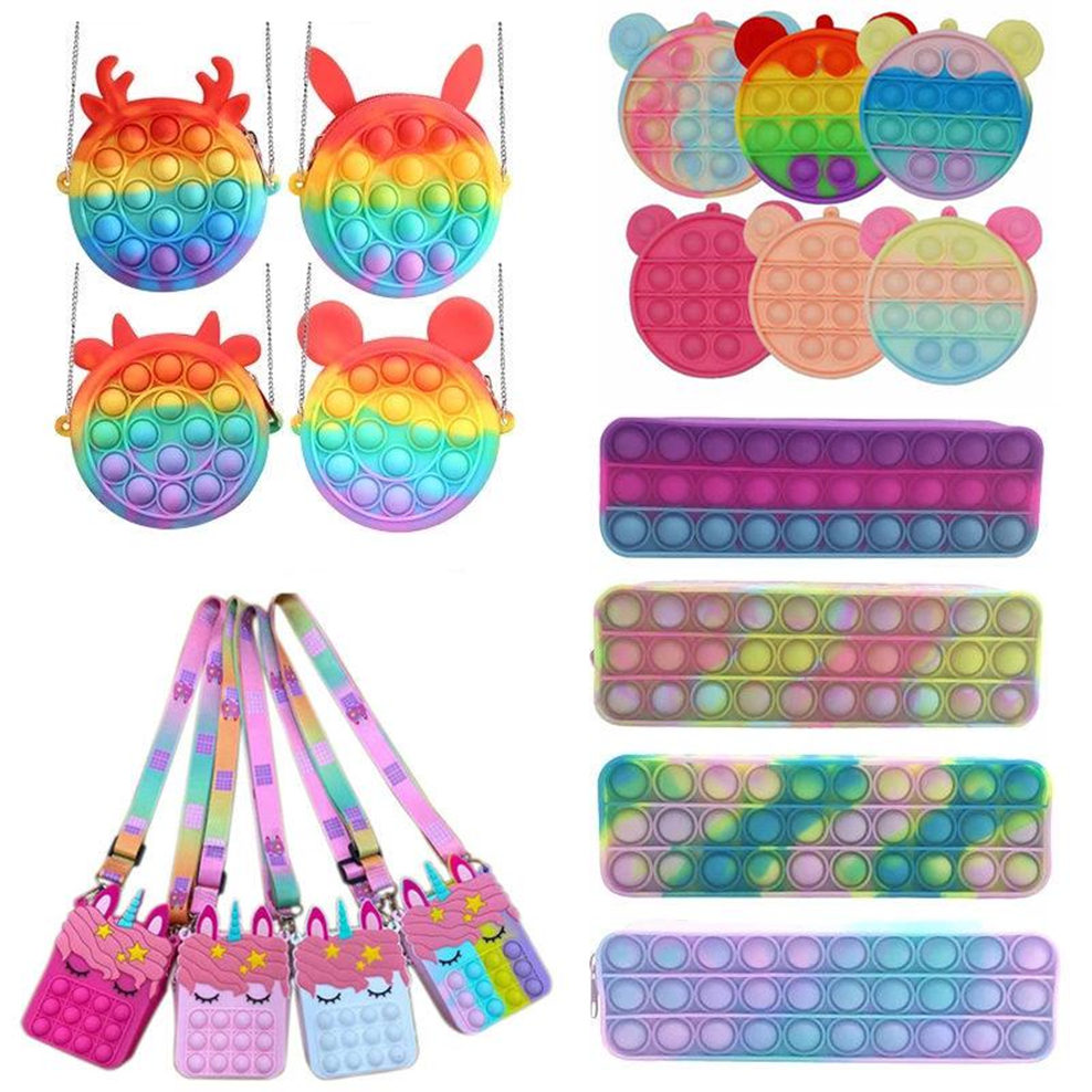 DHL Coin Purse Push Bubble Pencil Case Fidget Toys Rainbow Silicone Girls Bags Antistress Stress Reliever Toys for Children Adult
DHL Coin Purse Push Bubble Pencil Case Fidget Toys Rainbow Silicone Girls Bags Antistress Stress Reliever Toys for Children Adult
