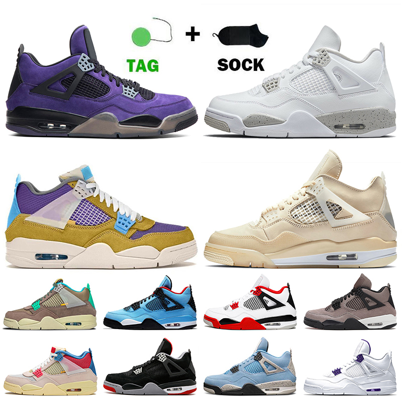 

Jumpman 4 Mens Basketball Shoes 4s Travis Scott Purple White Off Oreo Desert Moss Taupe Haze Sail University Blue Bred Starfish Trainers Sneakers, #17 36-47