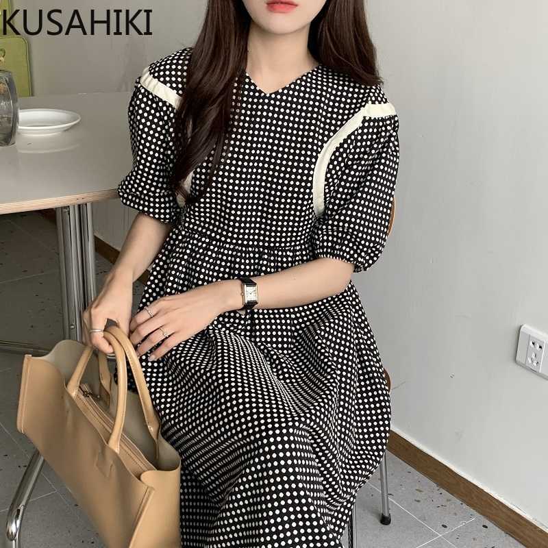 KUSAHIKI Woman Dress Causal Puff Sleeve O-neck Dot Korean Dresses Summer Slim Waist A-line Vestidos De Mujer 6H811 210602, Photo color
KUSAHIKI Woman Dress Causal Puff Sleeve O-neck Dot Korean Dresses Summer Slim Waist A-line Vestidos De Mujer 6H811 210602, Photo color