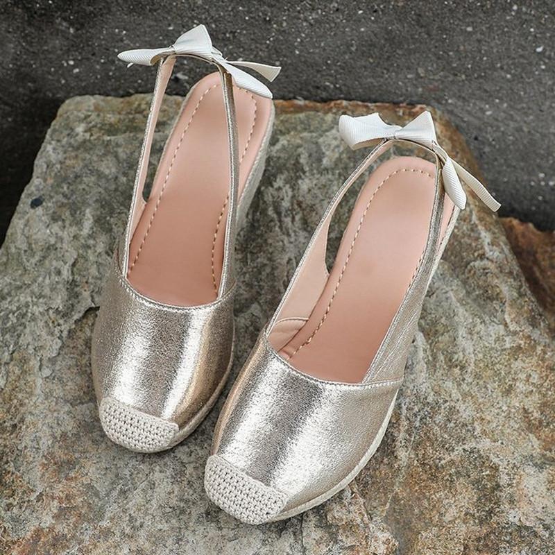 Dress Shoes Summer Style Casual Fashion Wedge With Rope Bow Knot Baotou Women's Sandals Iarge Size 35-43, Silver
Dress Shoes Summer Style Casual Fashion Wedge With Rope Bow Knot Baotou Women's Sandals Iarge Size 35-43, Silver