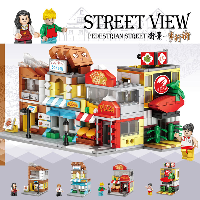 Four in one Compatible splicing Blocks Pedestrian street combination model Toys DIY children's gift
Four in one Compatible splicing Blocks Pedestrian street combination model Toys DIY children's gift