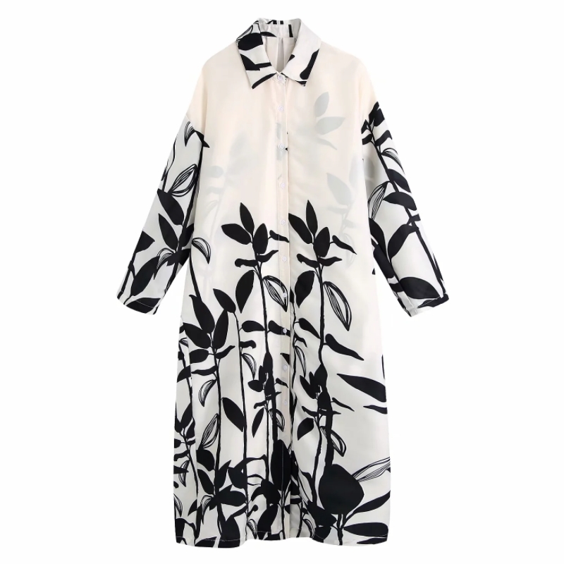 Summer Women Placement Print Oversized Midi Shirt Dress Female Long Sleeve Clothes Casual Lady Loose Vestido D7673 210430
