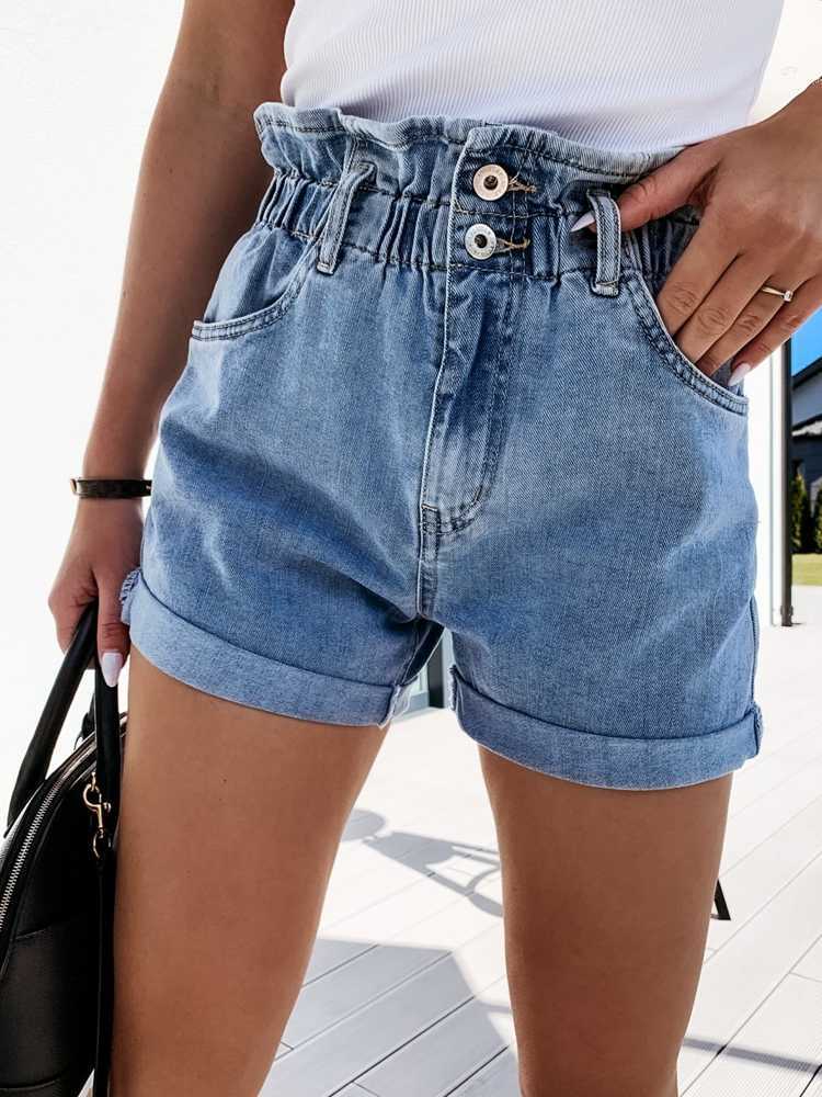 WITHZZ Summer Jean's Fashion Casual Straight High Waist Denim Shorts 210809