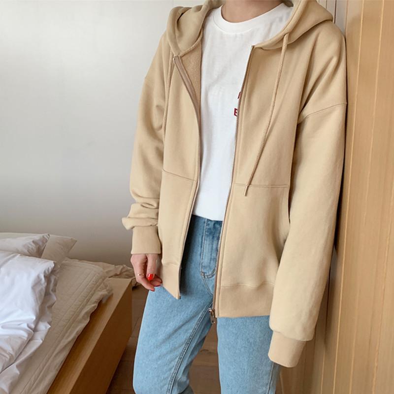 Fashion Casual Hooded Sweatshirt Coat Women Spring Autumn OL Plus Size Loose Sportswear Sweatshirts Outwear Tops 210421