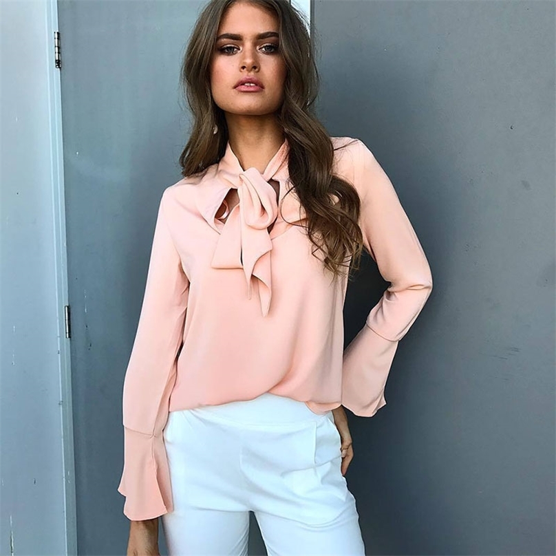 Women Blouse Shirt Chiffon Elegant Long Sleeve With Bow Tie Office Lady Wear Female Tops blusa 210607, Pink
Women Blouse Shirt Chiffon Elegant Long Sleeve With Bow Tie Office Lady Wear Female Tops blusa 210607, Pink