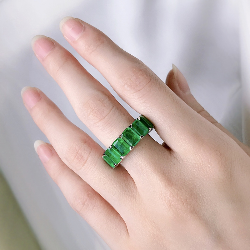 PANSYSEN Vintage Solid 925 Sterling Silver 5x7MM Emerald Gemstone Rings for Women Men High Quality Anniversary Ring Wholesale 220211