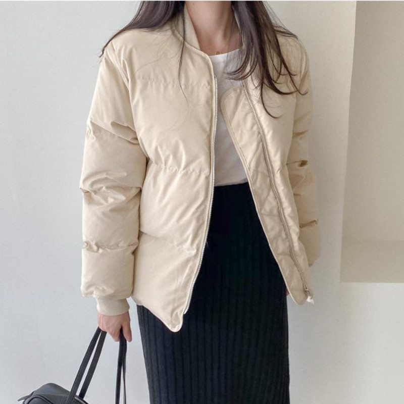 OL Autumn Winter Jacket Women Fashion Basic Bread Clothes Elegant Warm Coat Solid Loose Outwear Parkas Female 210421