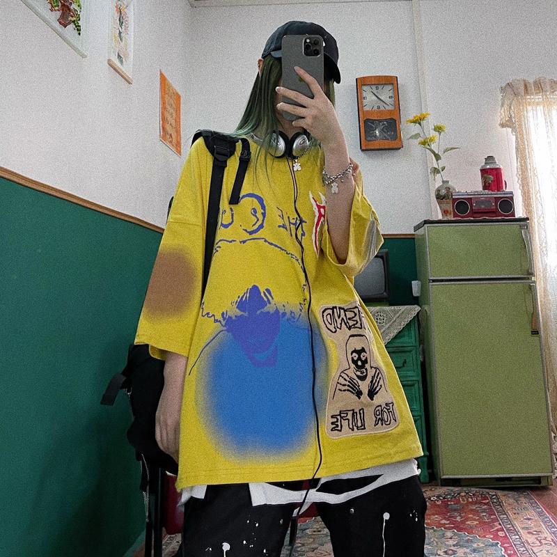 Women's T-Shirt Street Hip Hop Retro Cool Neutral Dark Print Loose Size Lovers Medium Sleeve Men's And Fashion Tees, Black
Women's T-Shirt Street Hip Hop Retro Cool Neutral Dark Print Loose Size Lovers Medium Sleeve Men's And Fashion Tees, Black
