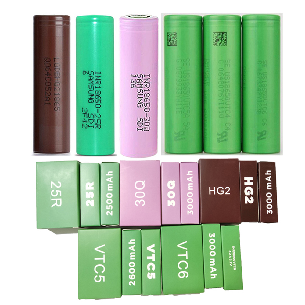 INR18650 25R 30Q HG2 VTC5 VTC6 18650 Battery 2500mAh 2600mAh 3000mAh Green Brown Purple Drain Rechargeable Lithium Batteries For Samsung LG Sony Mod
INR18650 25R 30Q HG2 VTC5 VTC6 18650 Battery 2500mAh 2600mAh 3000mAh Green Brown Purple Drain Rechargeable Lithium Batteries For Samsung LG Sony Mod