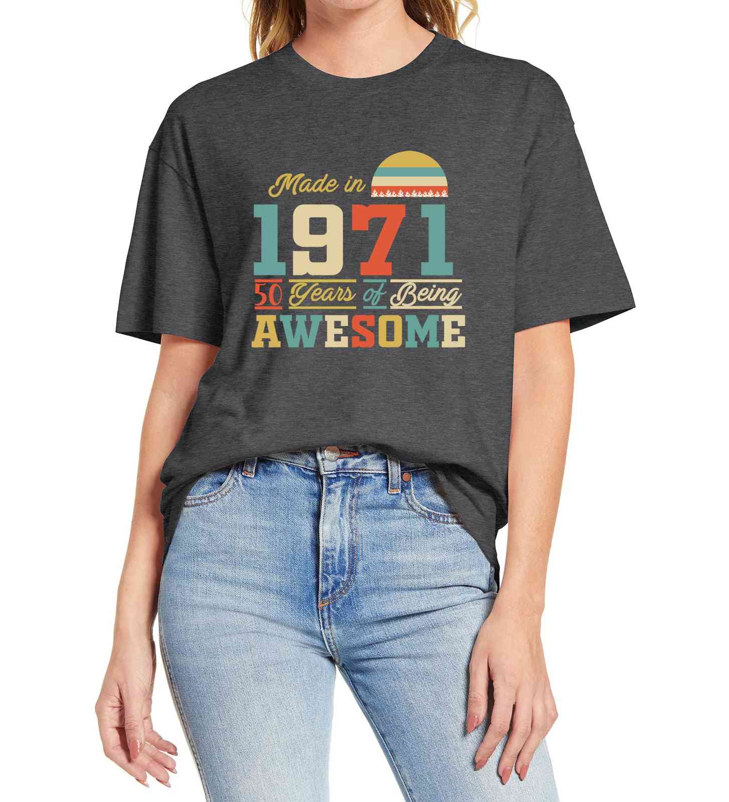 1971 tshirts 50 Years of Being Awesome 50th Birthday Gifts for Women And Mens Funny Unisex Gift T Shirt Cotton Tee XS-3XL 210406