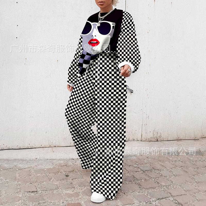 Women' Two Piece Pants Women Sets Autumn Small Plaid Printing Fashion Streetwear Trend Two-piece Urban Casual Set Donsignet, Black-white
Women' Two Piece Pants Women Sets Autumn Small Plaid Printing Fashion Streetwear Trend Two-piece Urban Casual Set Donsignet, Black-white