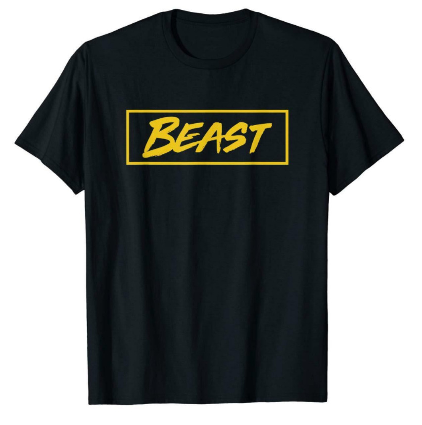 R2 Mr Beast Gold Logo Printed Cotton Black T-shirt