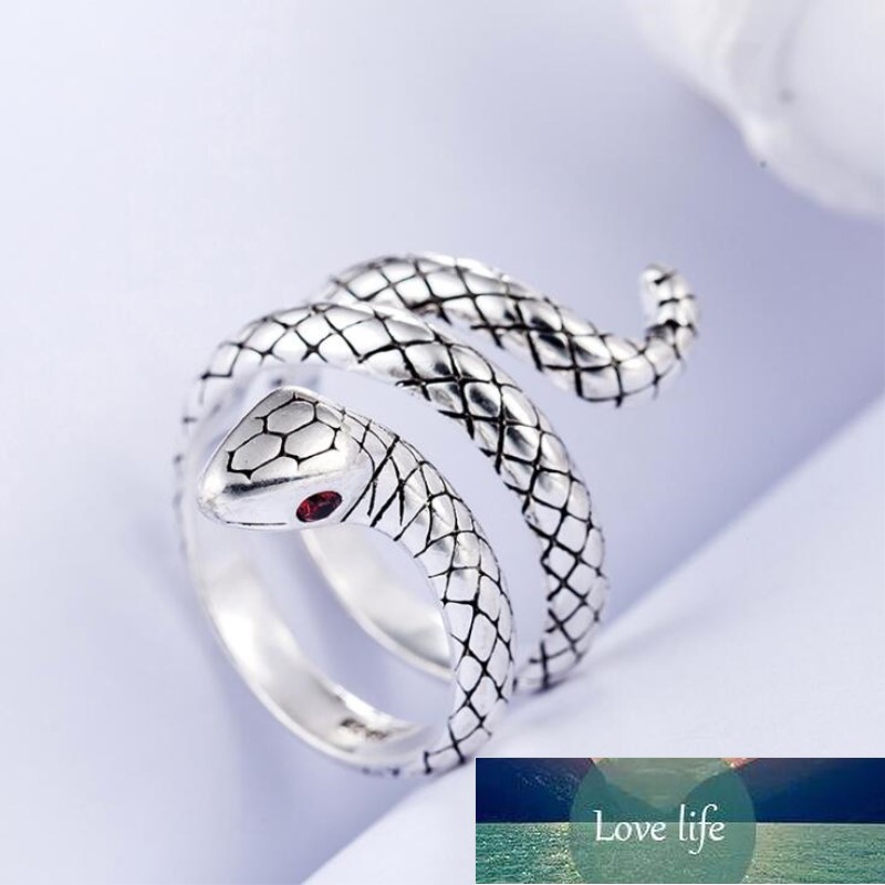 Creative Personality Snake New Fashion 925 Sterling Silver Jewelry Thai Silver Crystal Temperament Opening Rings R162 Factory price expert design Qual