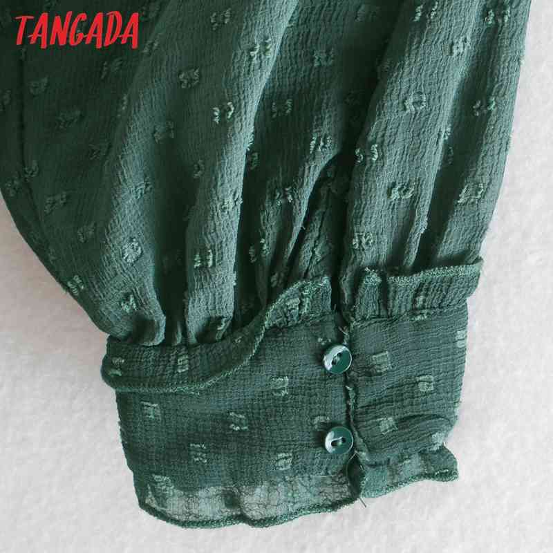 women vintage dots pattern playsuits ruffles elastic waist long sleeve rompers ladies casual chic jumpsuits 2W35 210416