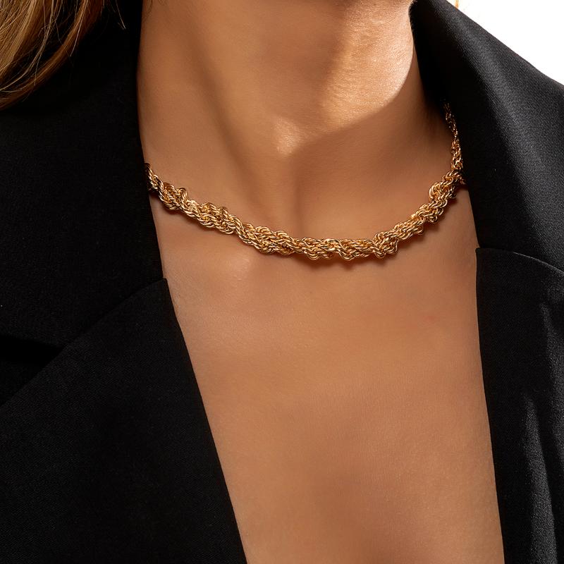 Chains Punk Thick Twisted Chain Necklace For Women Hip Hop Chunky Short Choker Necklaces 2022 Fashion Jewelry On The Neck Collar