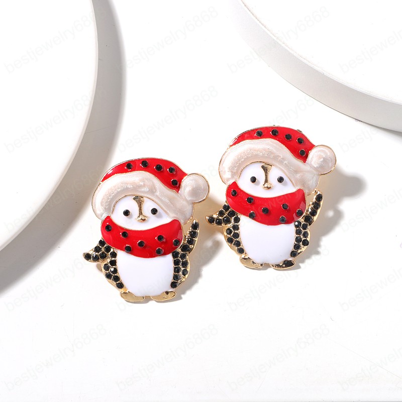 Snowman Earrings Women Festive Sparkly Rhinestone Dangle Earrings Christmas Jewelry Holiday Cheer