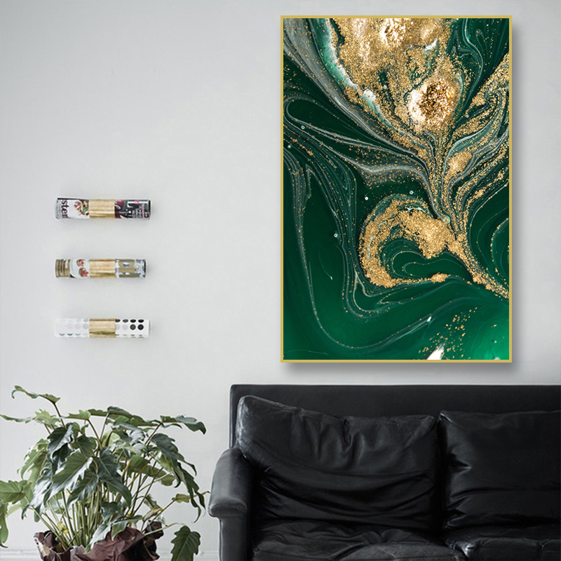 Nordic Creative Green Gold Foil Wall Art Canvas Poster Cuadro Modern Abstract Painting Print Wall Pictures for Living Room Decor
