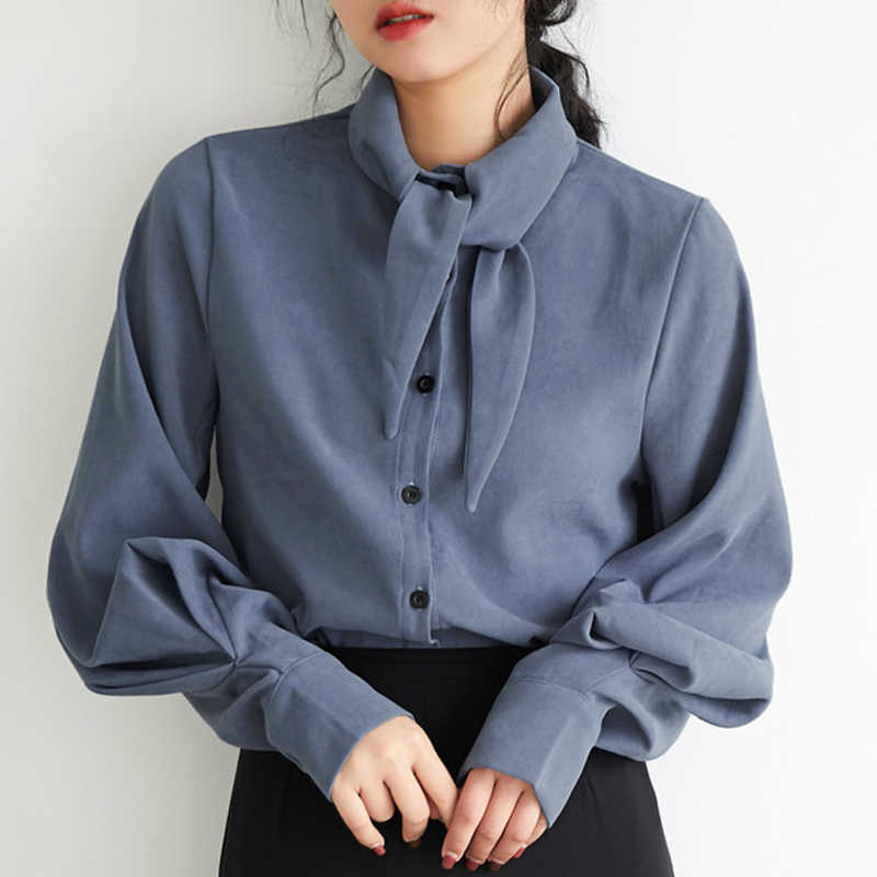 Blusas Mujer De Moda Long Sleeve Chiffon Blouse Women Tops Turn Down Collar Office Ladies Tops Womens Tops And Blouses C335 210602
