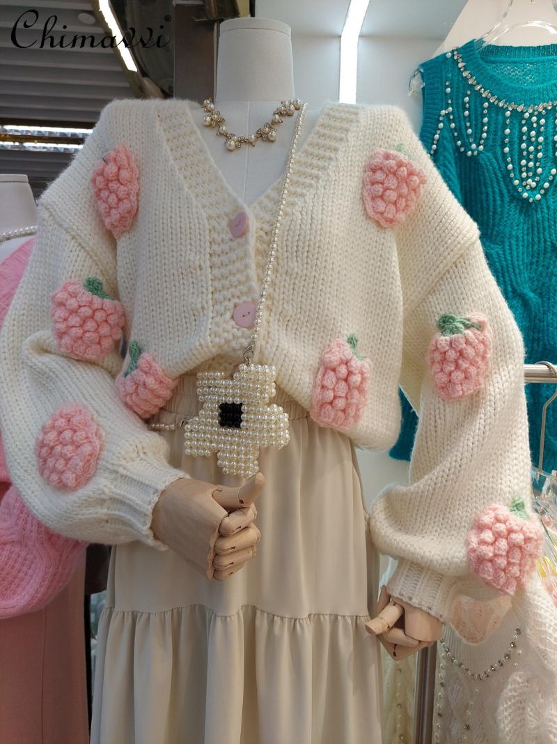 Women's Knits & Tees 2021 Fall And Winter Korean 3D Handmade Strawberry Crocheted Sweater Cardigan Coat Ladies Fashion Sweet Knitted Top, White
Women's Knits & Tees 2021 Fall And Winter Korean 3D Handmade Strawberry Crocheted Sweater Cardigan Coat Ladies Fashion Sweet Knitted Top, White