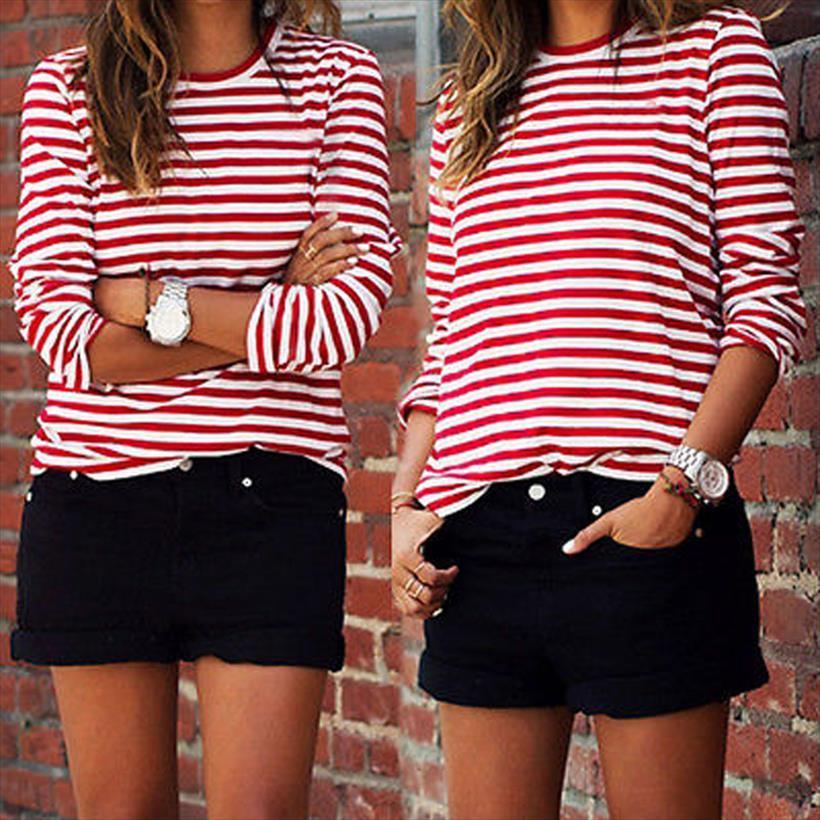 casual red white striped women shirts long sleeve cotton loose basic o neck tee autumn pullovers t
casual red white striped women shirts long sleeve cotton loose basic o neck tee autumn pullovers t