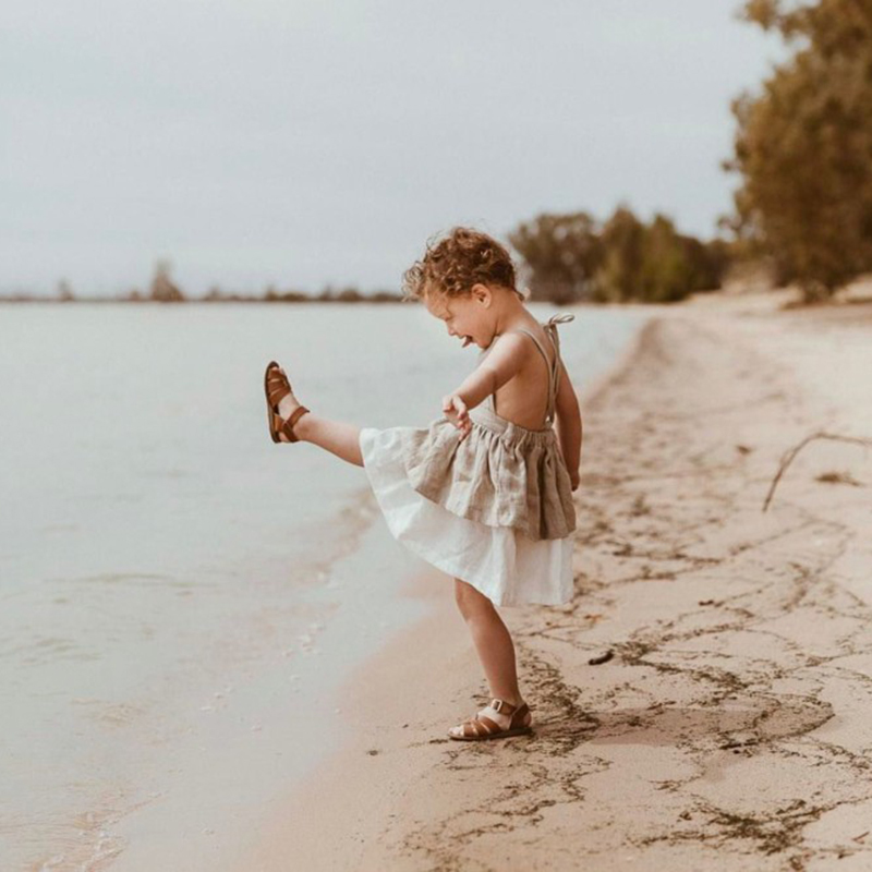 Summer Korean Japan Style Baby Girls Dresses Toddler Girl Dress Linen Vintage Clothes Fashion Kids 210521