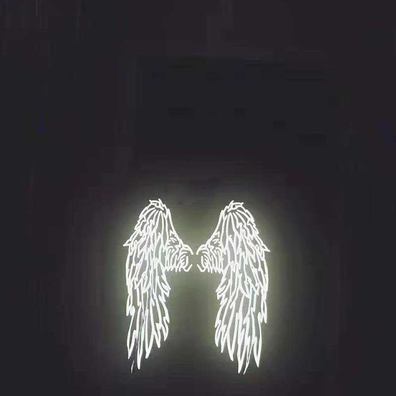 long sleeve reflective shirt Harajuku japan oversize black angel wing shiny cloth with a hood hoodies 210813