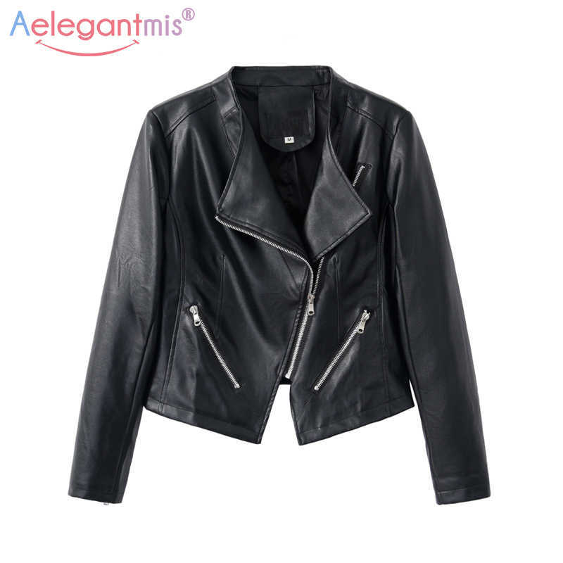 Aelegantmis Soft PU Faux Leather Jackets Women Casual Slim Short Outerwear Lady Motorcyle Zippers Jacket Autumn 210607, Black
Aelegantmis Soft PU Faux Leather Jackets Women Casual Slim Short Outerwear Lady Motorcyle Zippers Jacket Autumn 210607, Black