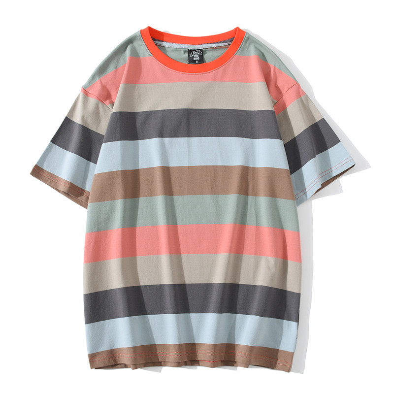 BOLUBAO Summer Harajuku T Shirt Male Striped T-Shirt Fashion Streetwear Men Skate Tee Shirts Slim Clothes 210518
