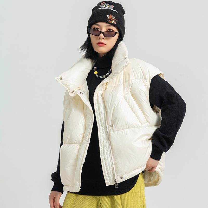 Women's Down & Parkas ZCWXM Winter Warm Short Jackets Women Feather Vest Puffer Sleeveless Black Coat Match With Bag Ladies Waistcoat