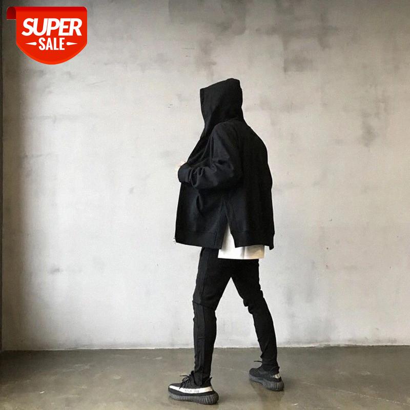 Hip-hop zipper cardigan jacket with split hem solid color wild terry hooded sweater for men and women #8b6D, Black
Hip-hop zipper cardigan jacket with split hem solid color wild terry hooded sweater for men and women #8b6D, Black