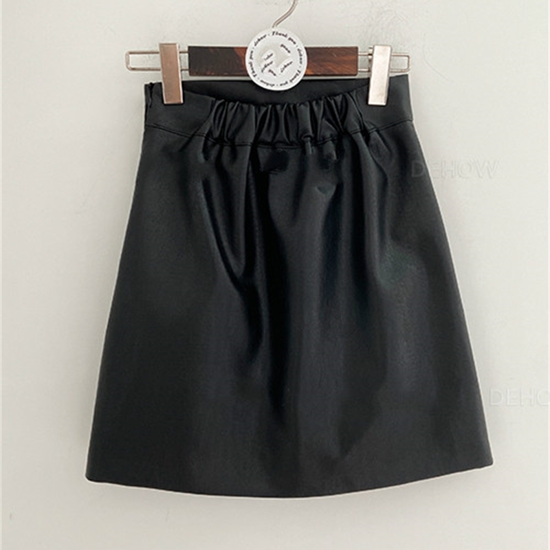 Nomikuma Autumn Winter New PU Skirt Korean Irregular Buttons Leather Women Skirts Causal High Waist Faldas Mujer Moda 6D149 210427