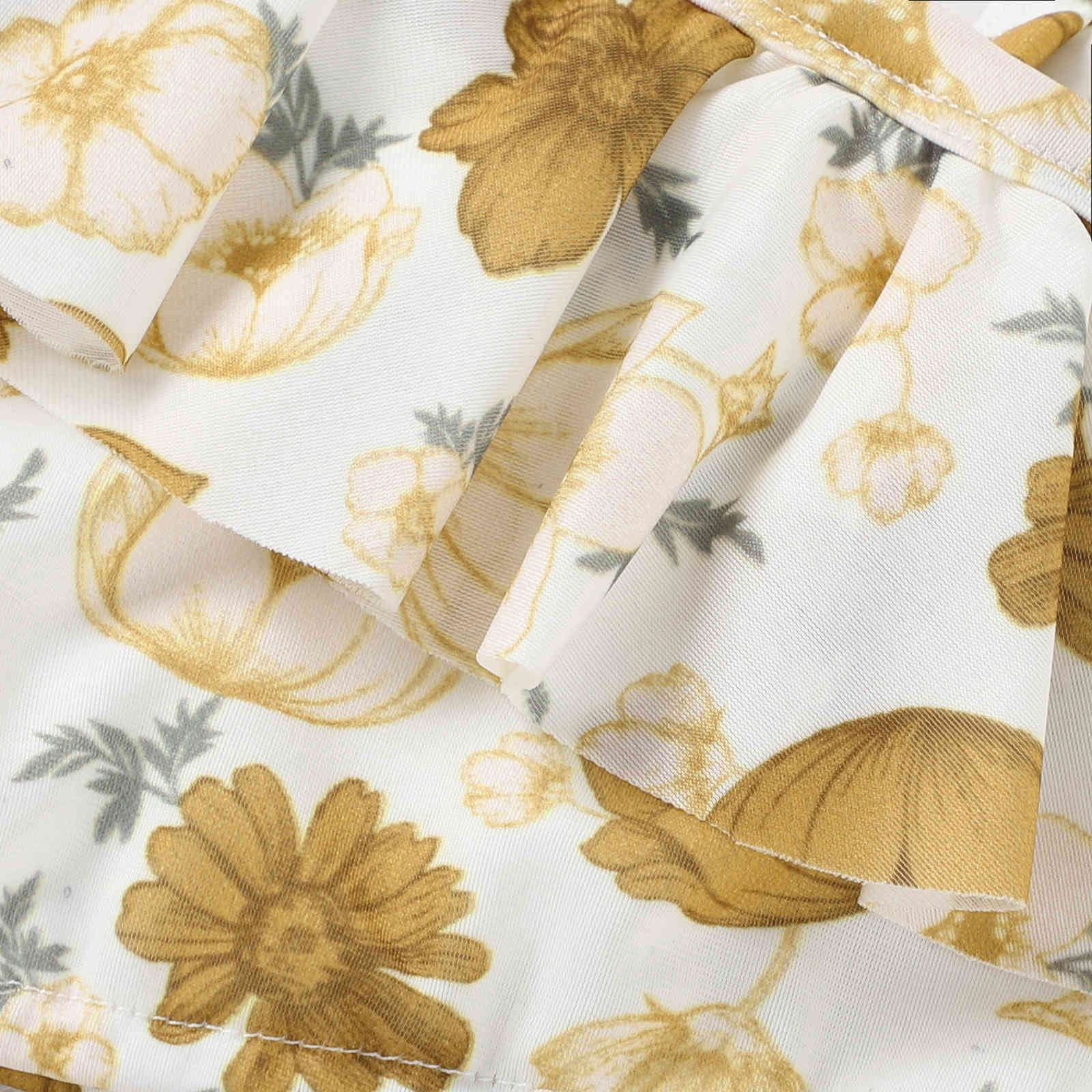 6M-3Y Summer Flower Toddler born Infant Baby Girl Swimsuit Ruffles One Shoulder Tops Shorts Swimwear Bathing Suit 210515