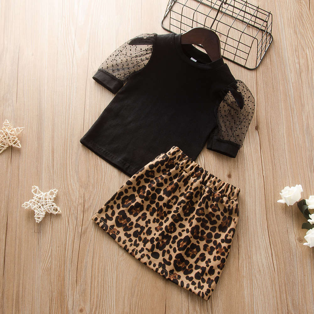 Boys and girls suits Children's wear girls' summer style suit casual leopard print short sleeve T-shirt two piece set, White
Boys and girls suits Children's wear girls' summer style suit casual leopard print short sleeve T-shirt two piece set, White