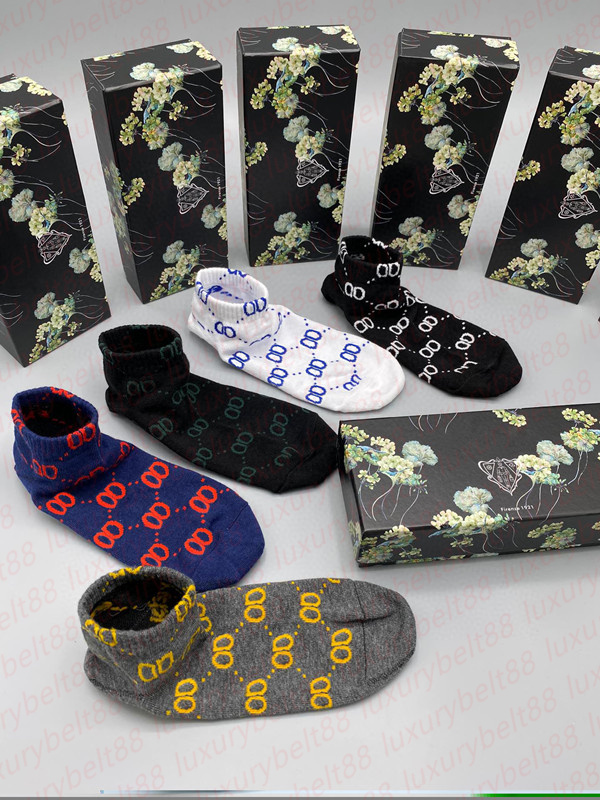 men four season Sports sock fashion 5 pairs set classic design socks high quality G letter pattern embroidery underwear with box