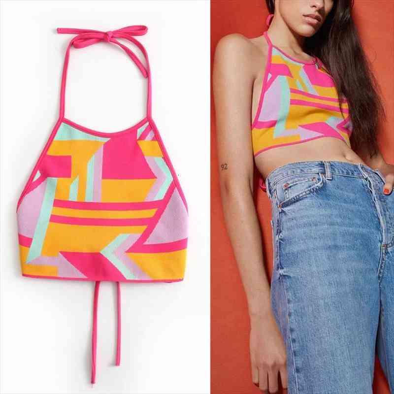 Za Knit Top Female Halter Crop Top Woman Sexy Backless Tank Tops Women Adjustable Tie Camisole Summer, White
Za Knit Top Female Halter Crop Top Woman Sexy Backless Tank Tops Women Adjustable Tie Camisole Summer, White